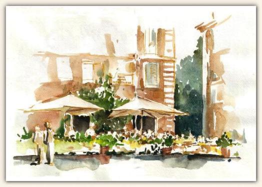 Terras Trateverre, Rome, aquarel, 2004